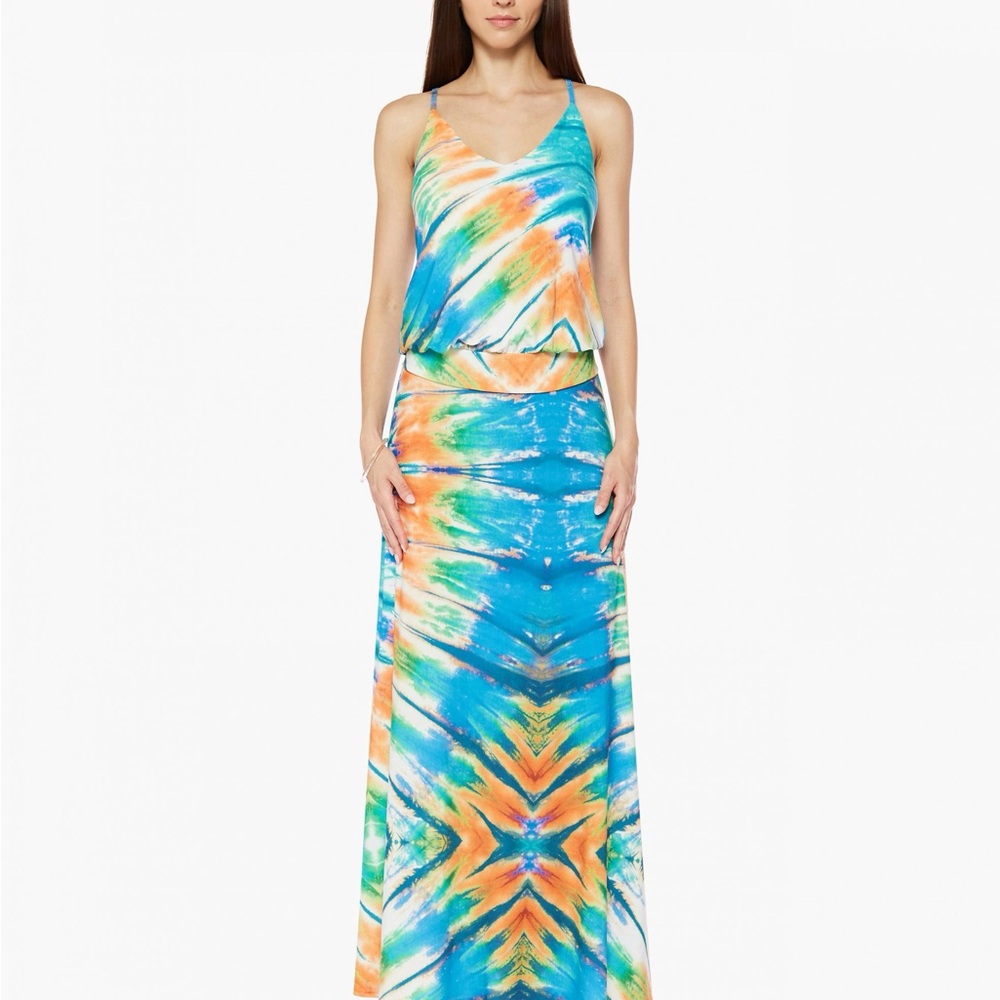 Maxi dress Tie-Dye Ruched Waist |Stretchy & Flattering Boho Chic